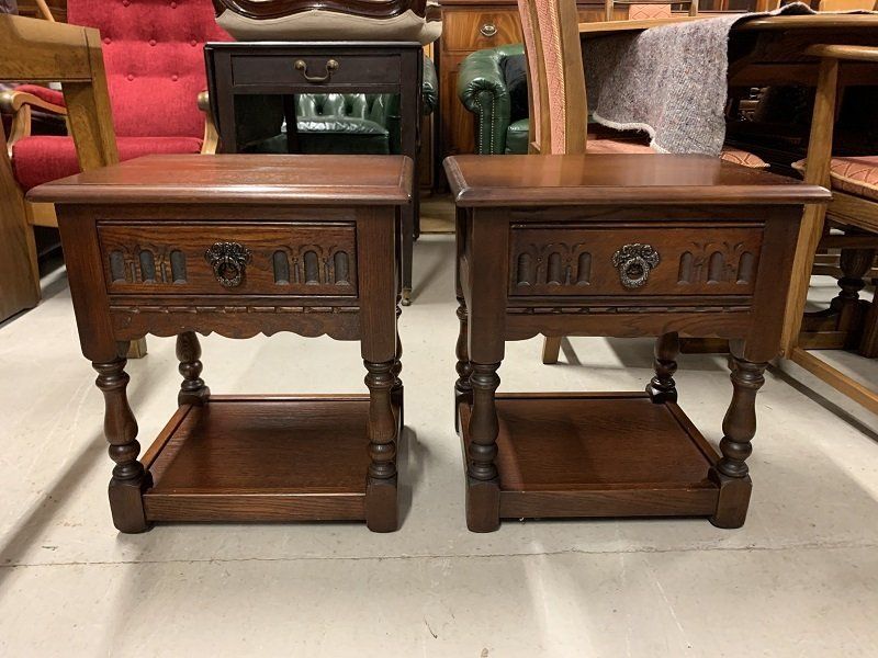 A Pair of Solid Oak Side/ Bedside Tables by Old Charm