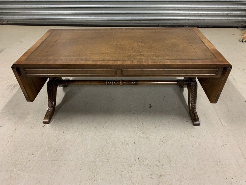 Good Quality Mahogany Leather Topped Sofa Coffee Table by Bevan Funnell