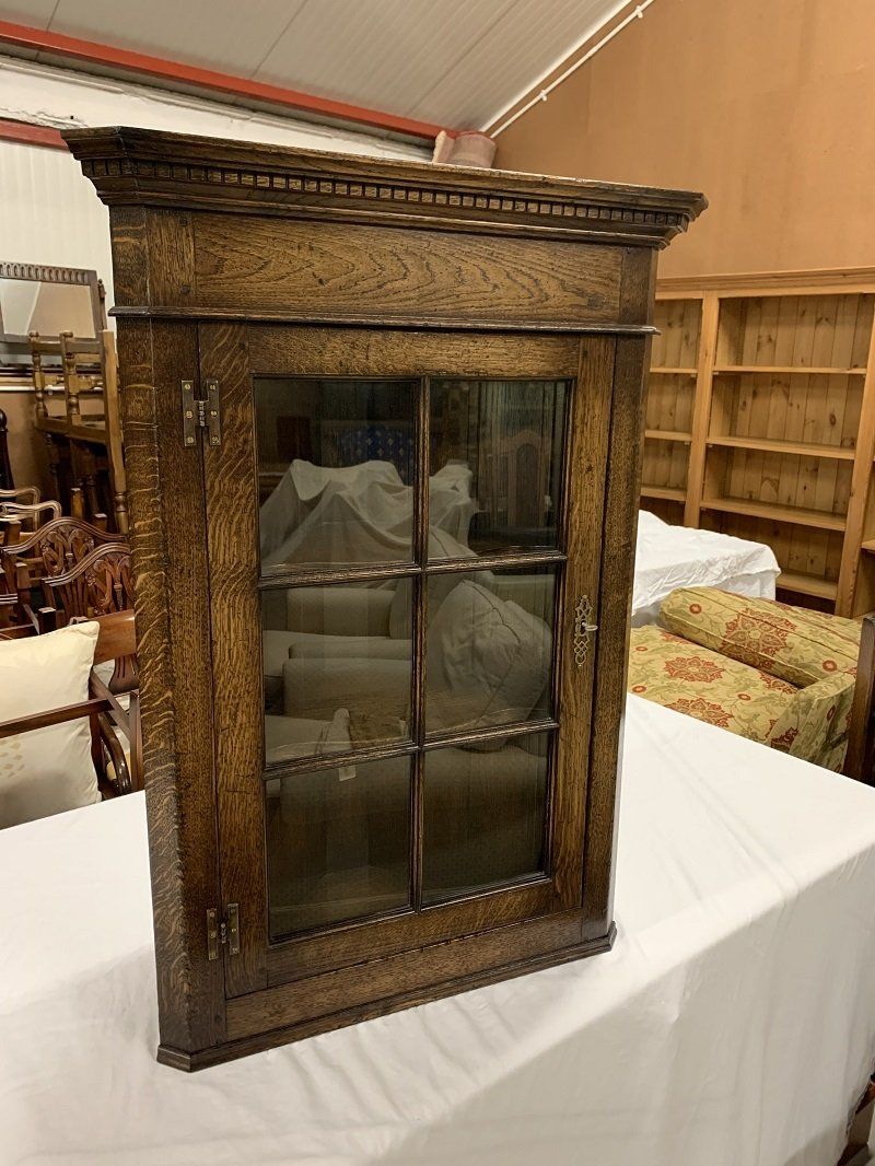 Solid Oak Wall Hanging Corner Cabinet