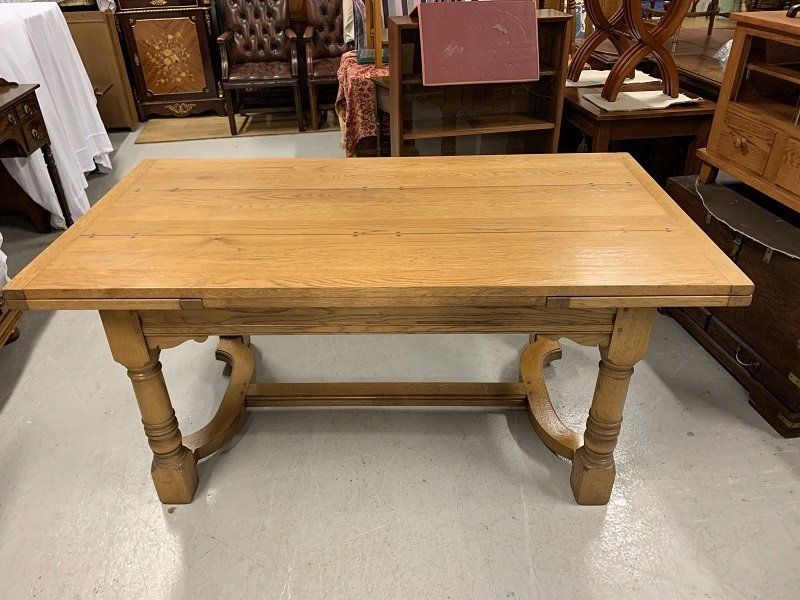 Solid Light Oak Draw Leaf Refectory Dining Table