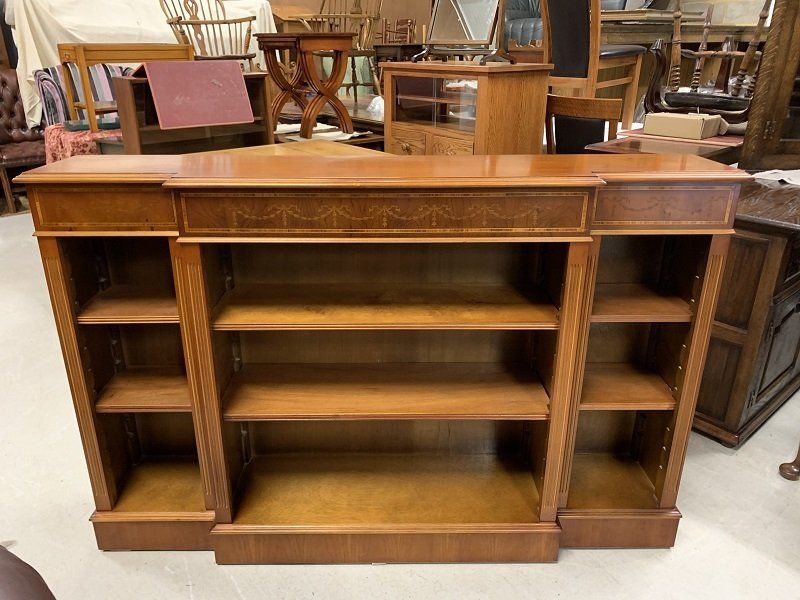 Yew Wood Breakfront Bookcase