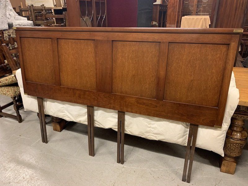 A Superb Cherry Wood Military Style Super King Headboard by R E H Kennedy from Harrods