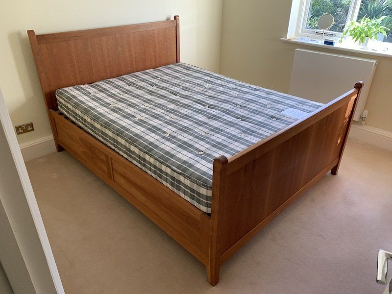 King Size Cherry Wood Bed Frame & Mattress