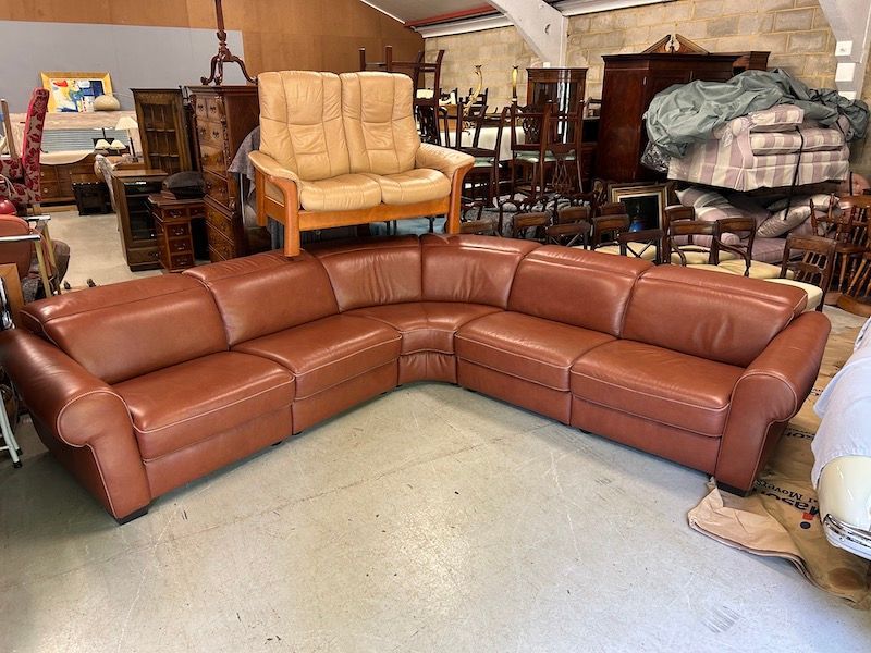 Quality Tan Leather Modular Corner Sofa