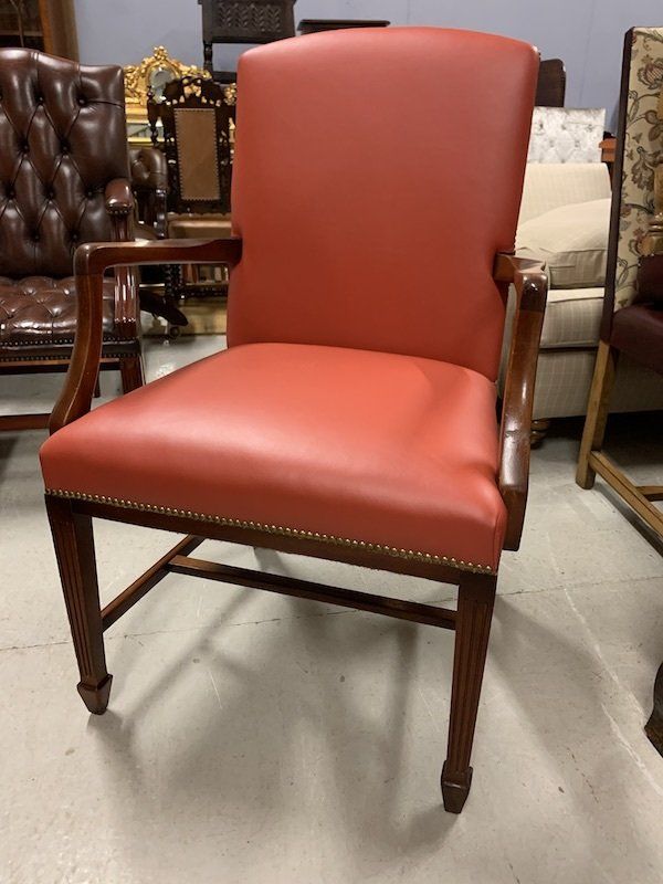 Quality Mahogany Leather Studded Gainsborough Chairs