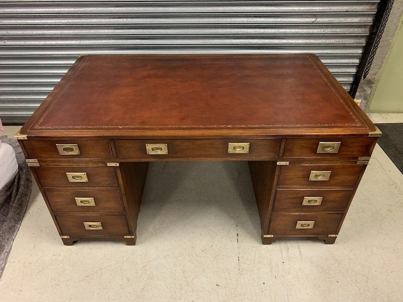 Stunning 5 X 3 Mahogany Military Pedestal Partners Desk