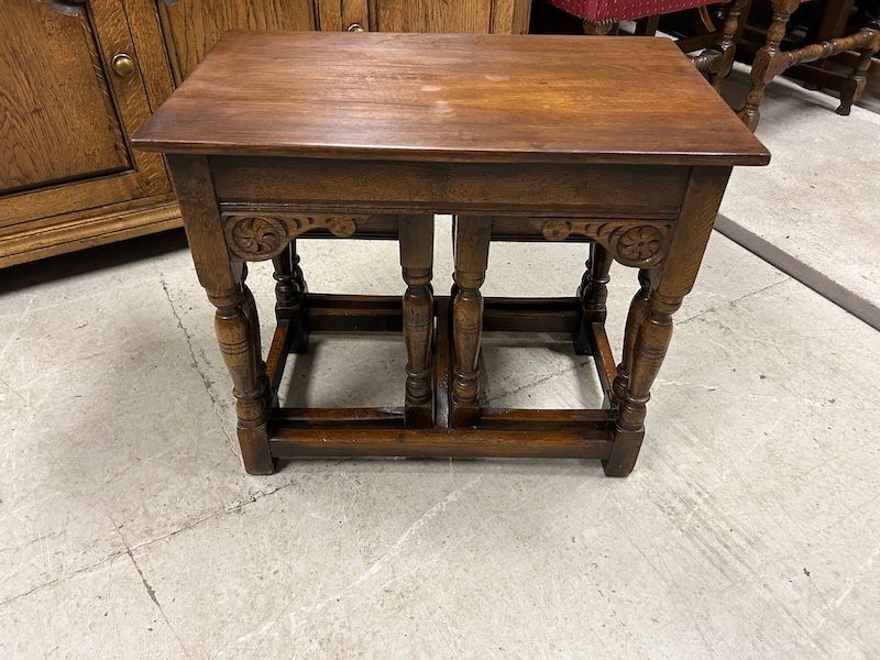 G T Rackstraw Solid Oak Nest of Tables