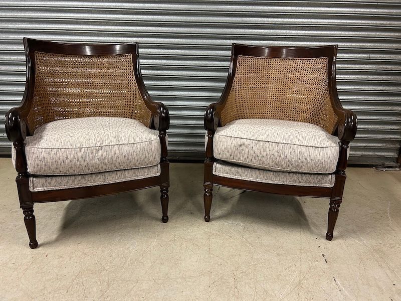 A Lovely Pair of Double Cane Bergere Armchairs
