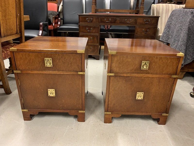 A Pair of Superb Cherry Wood Military Style Pot Cupboards/ Bedside Cabinets by R E H Kennedy from Harrods