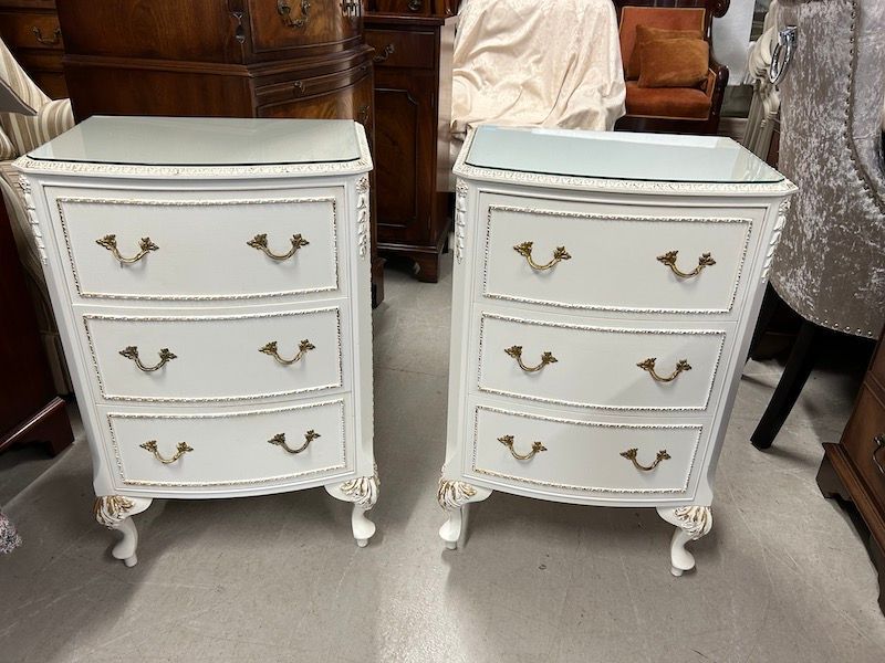 A Pair of Vintage French Louis Style Olympus Bedside Chests from Harrods