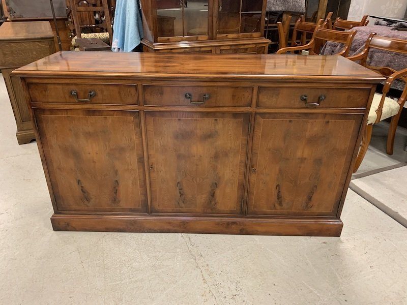 Good Quality Yew Wood Three Door/ Draw Sideboard by GT Rackstraw