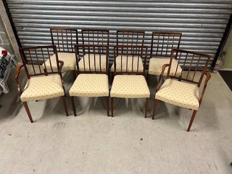 Set of Eight Rosewood Mid Century Sheraton Style Dining Chairs by Robert Heritage for Archie Shine