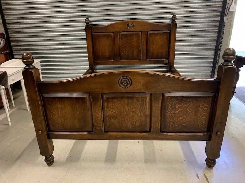 Good Quality Solid Oak Balmoral Double Bed Frame by Royal Oak From Harrods