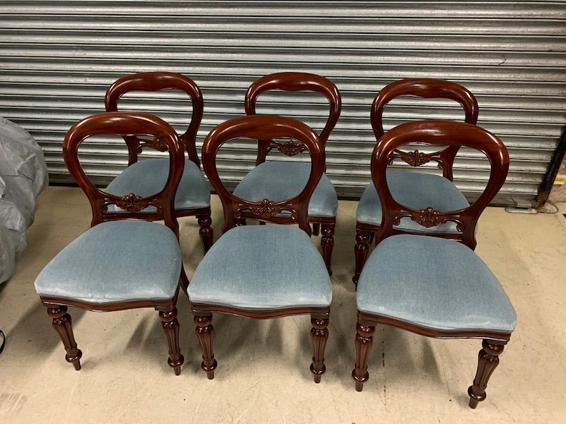 A Set of Six Victorian Style Balloon Back Dining Chairs
