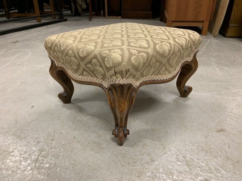 Small Carved Victorian Mahogany Footstool