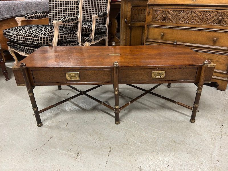 Stunning Vintage Mahogany Military Campaign Coffee Table