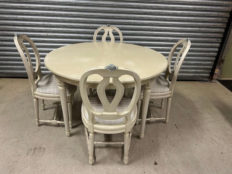 Gustavian Style Extending Dining Table & Four Chairs by K A Roos