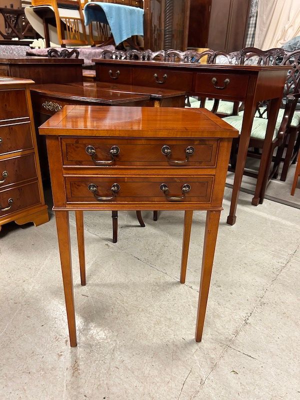 Small Two Draw Yew Wood Console/ Side Table