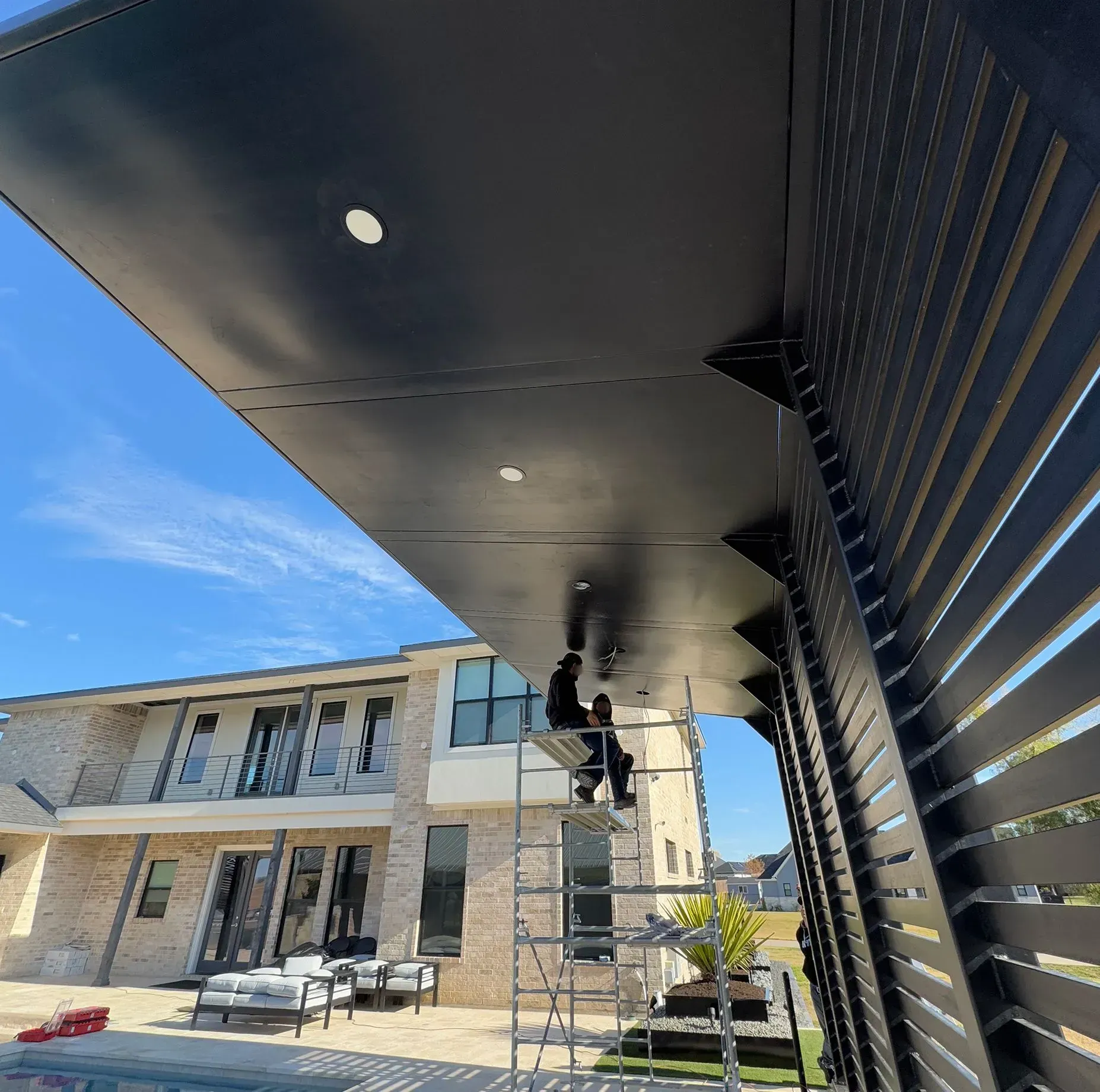 Photo of Custom Residential Pool Awning installed at a private home
