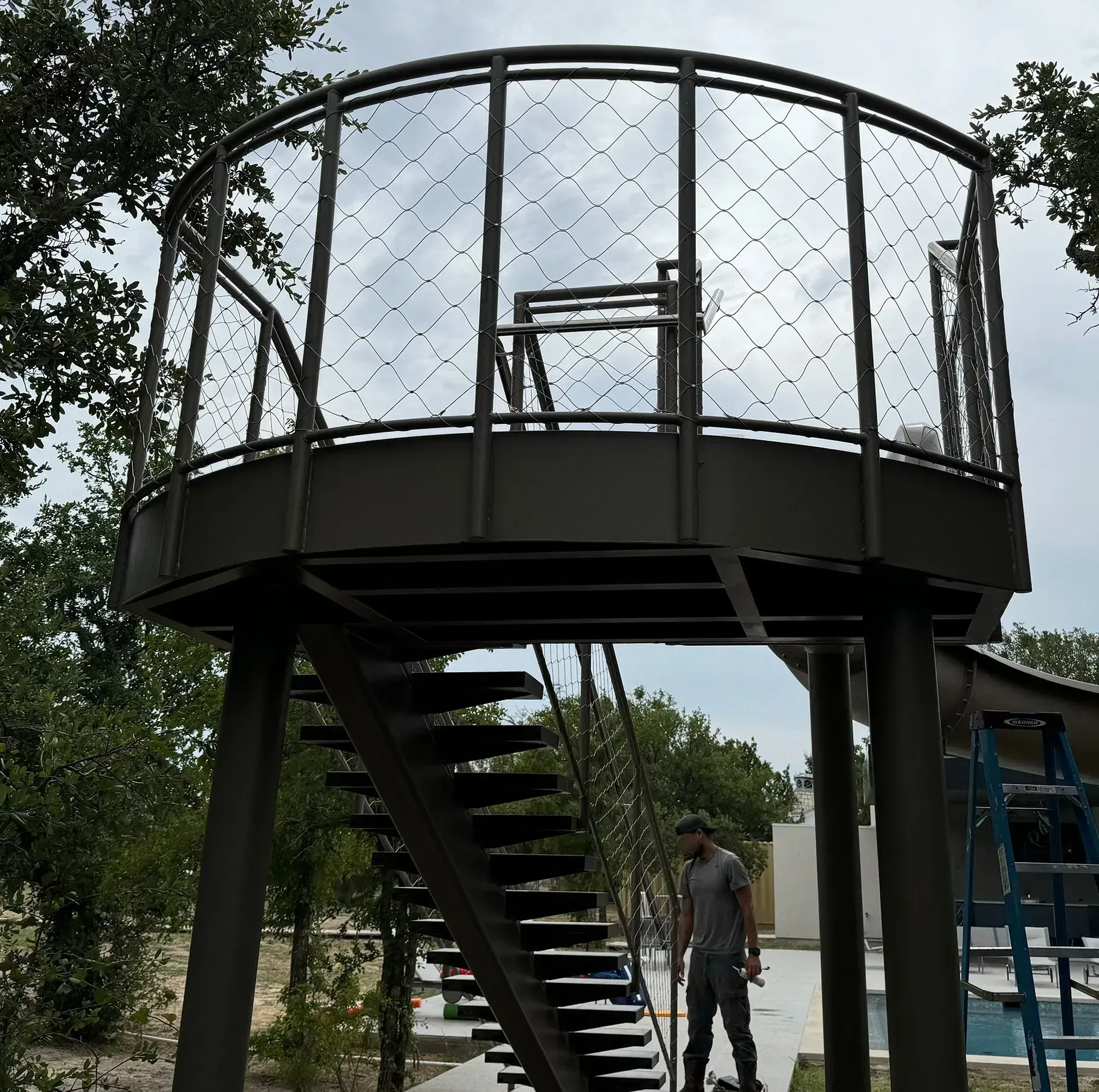 Photo of residential/industrial outdoor staircase installed at a private home Pool