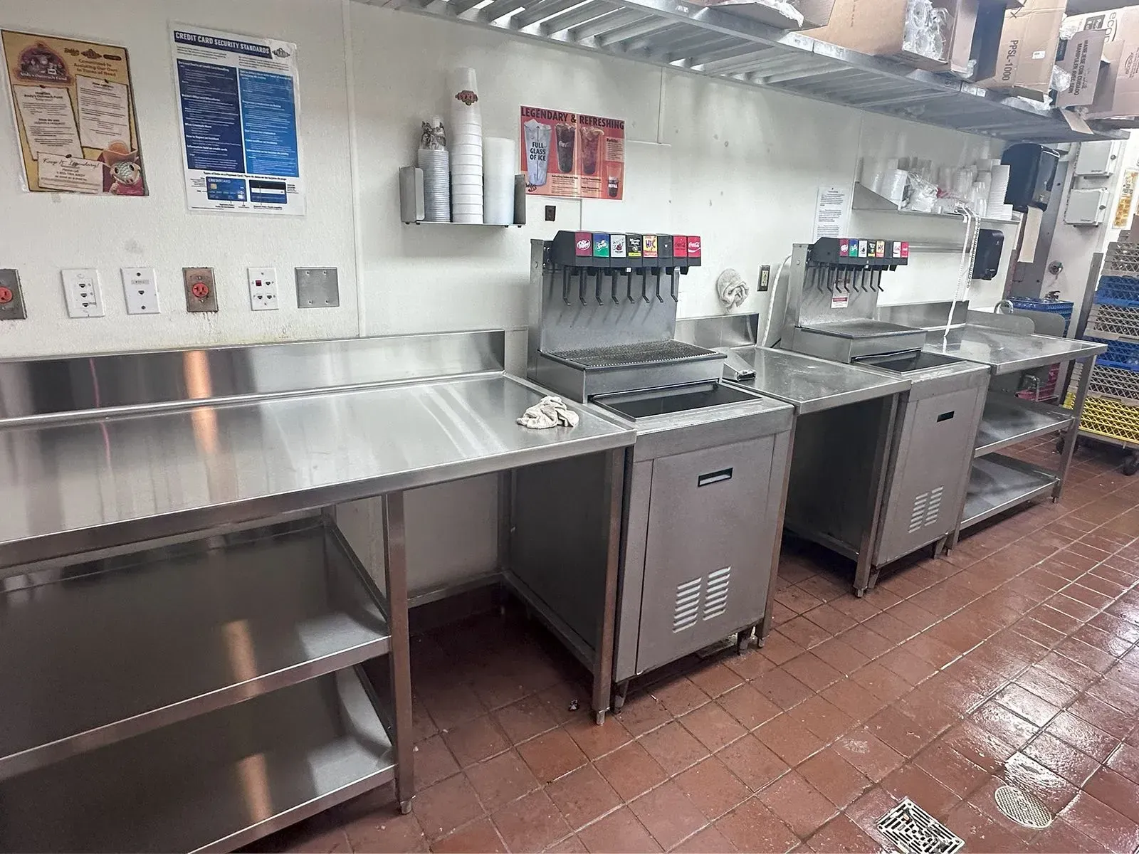 Photo of Beverage Tables installed at local restaurant drink station