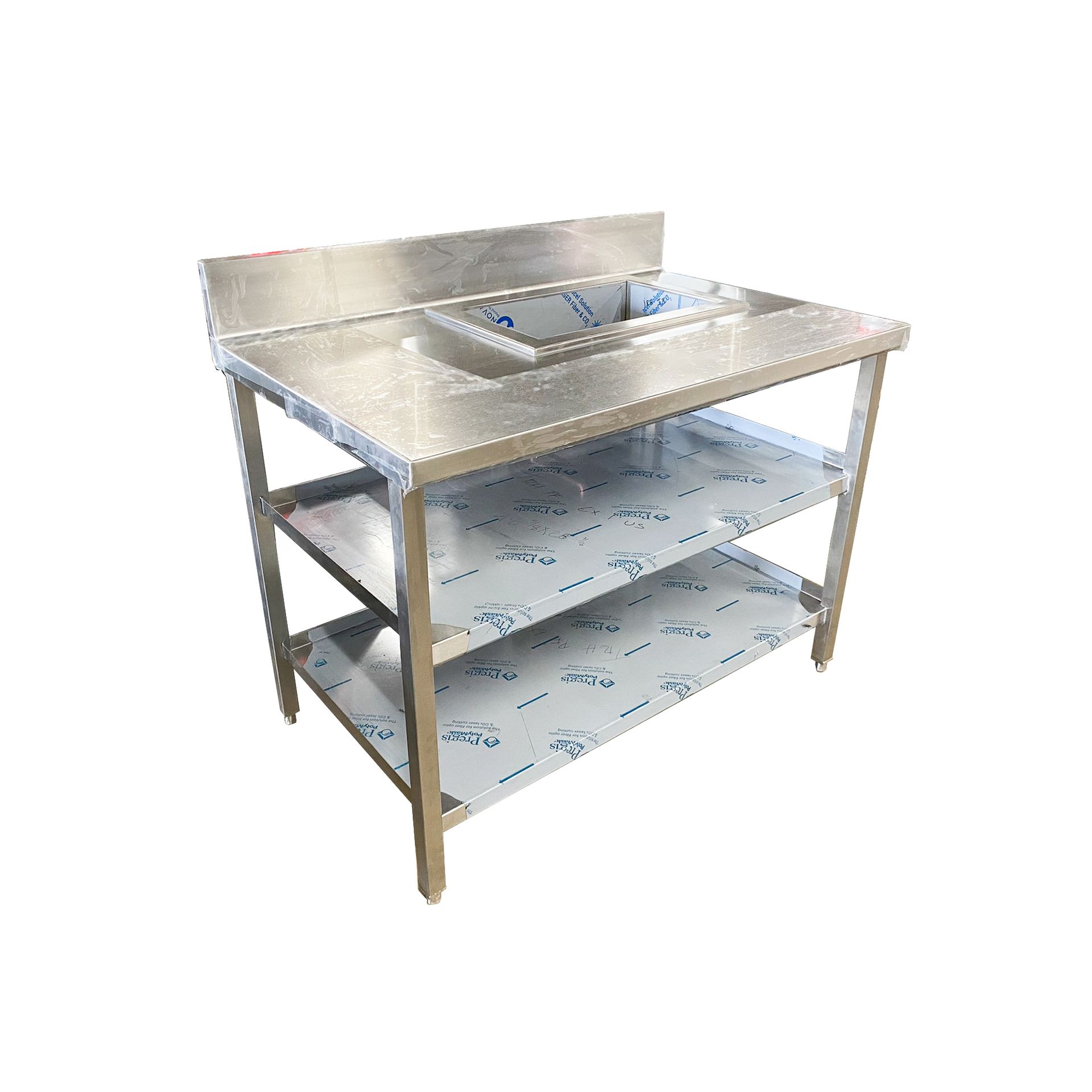 Integrus Fabrication Shelved Sink designed and welded for commercial kitchen use.