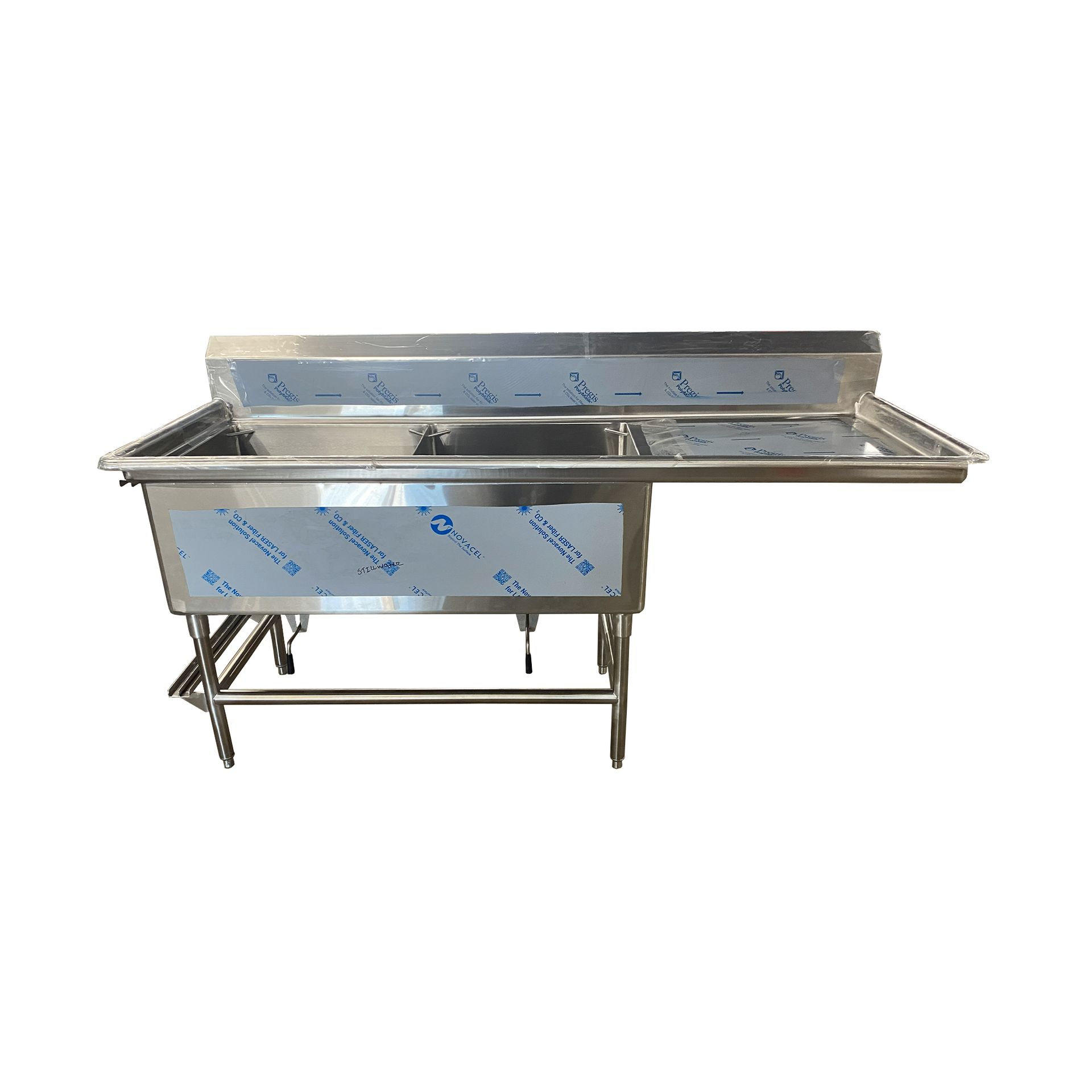 16 Gauge Stainless Steel Two Compartment Commercial Sink with Right Drain Board