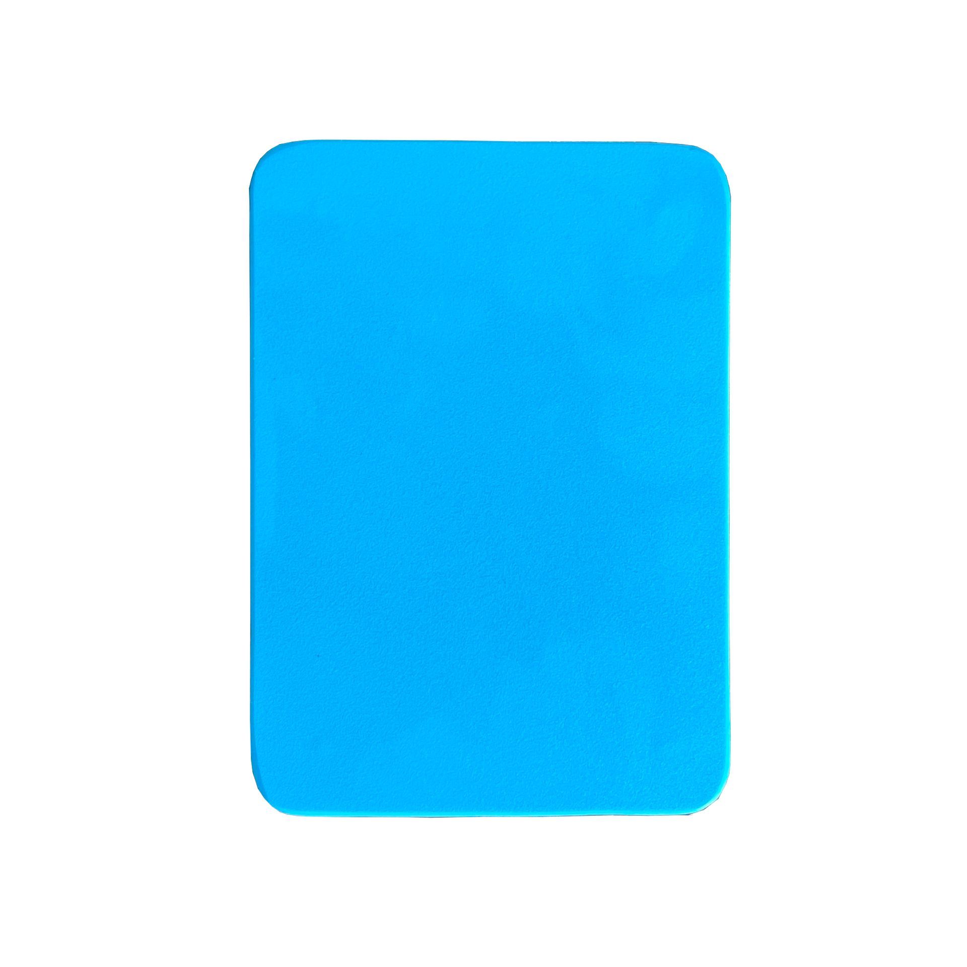 Top/Bottom Photo of Plastic Light Blue Cutting Board for kitchen use.