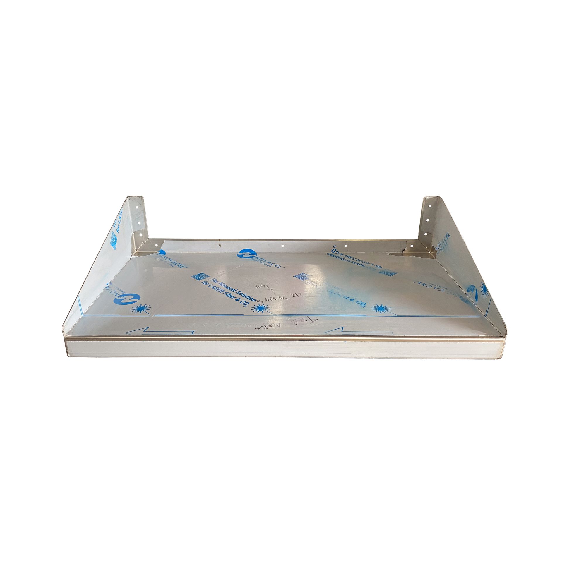 Angled Photo of Stainless Steel Industrial Wall Shelf that can be used for DIY, Mechanical, Food Service, or Warehouse