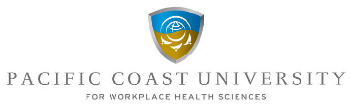 The logo for pacific coast university for workplace health sciences