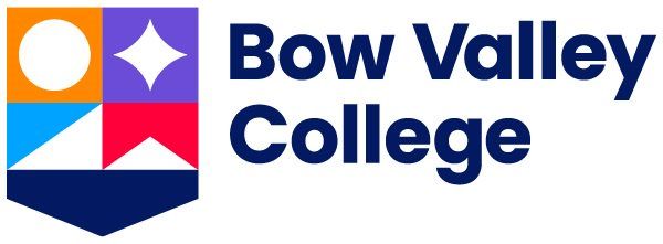 A logo for bow valley college with a shield on a white background