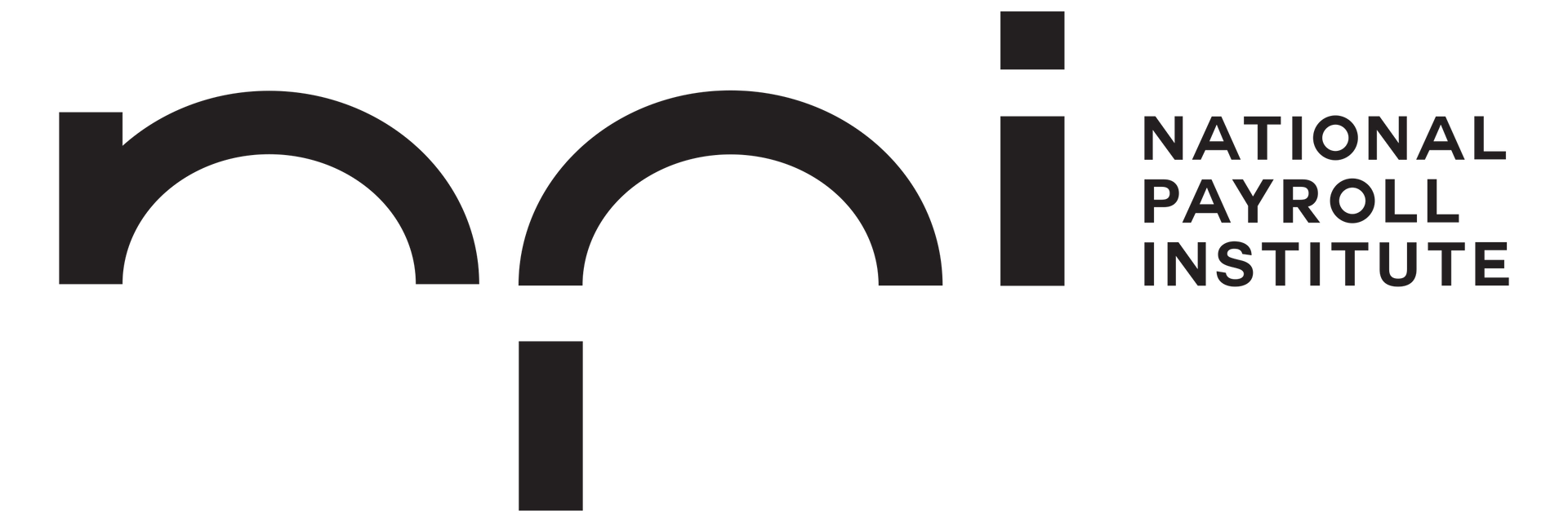A black and white logo for the national payroll institute