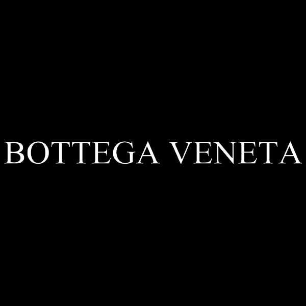 Il logo di bottega veneta è su sfondo nero.
