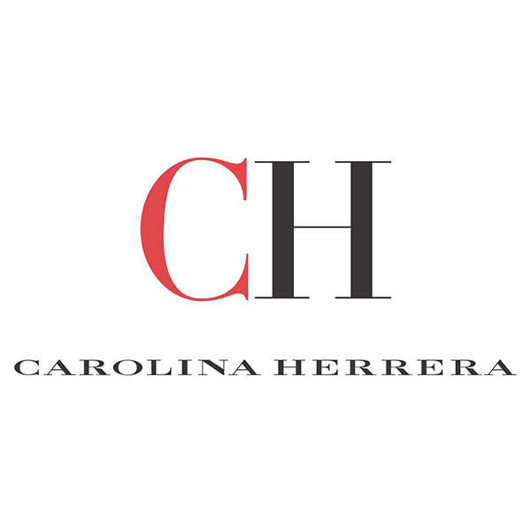 Il logo di Carolina Herrera è rosso e nero su sfondo bianco.