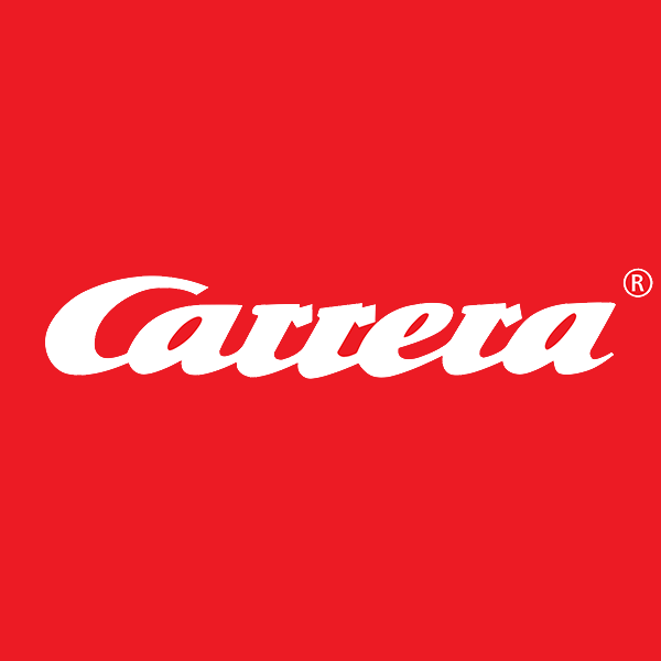 Un logo carrera bianco su sfondo rosso