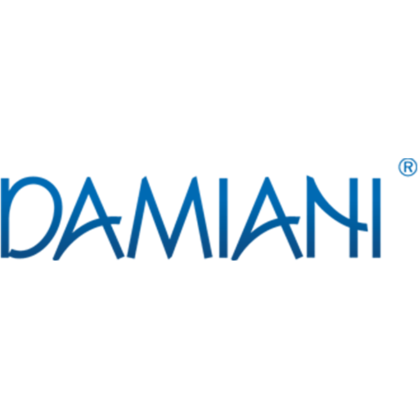 Un logo blu per damiani su uno sfondo bianco