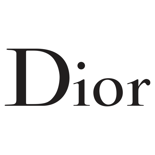 Un logo in bianco e nero per dior su uno sfondo bianco