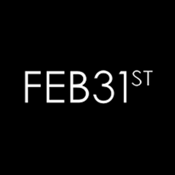 Il logo del 31 febbraio è su sfondo nero.