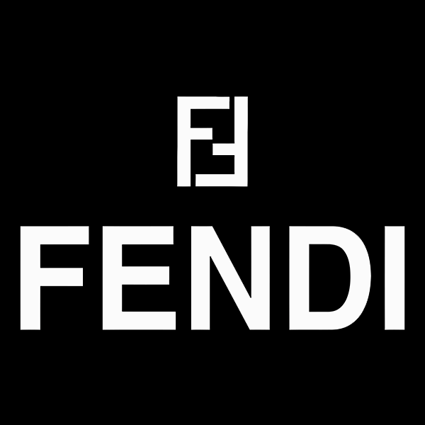 Il logo fendi è bianco su sfondo nero.