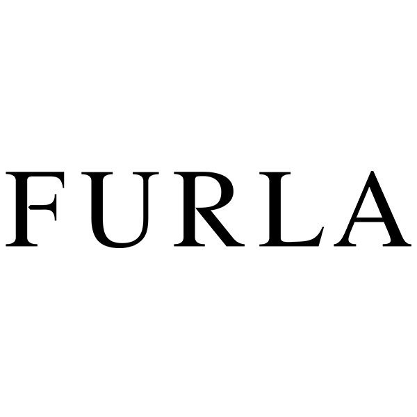 Il logo furla è in bianco e nero su sfondo bianco.