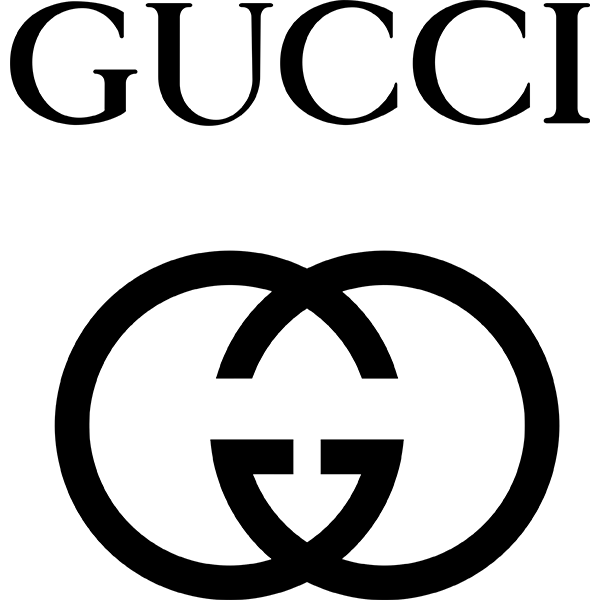 Un logo in bianco e nero per gucci con ag al centro.