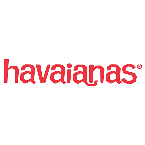 Il logo delle Havaianas è rosso e bianco su sfondo bianco.