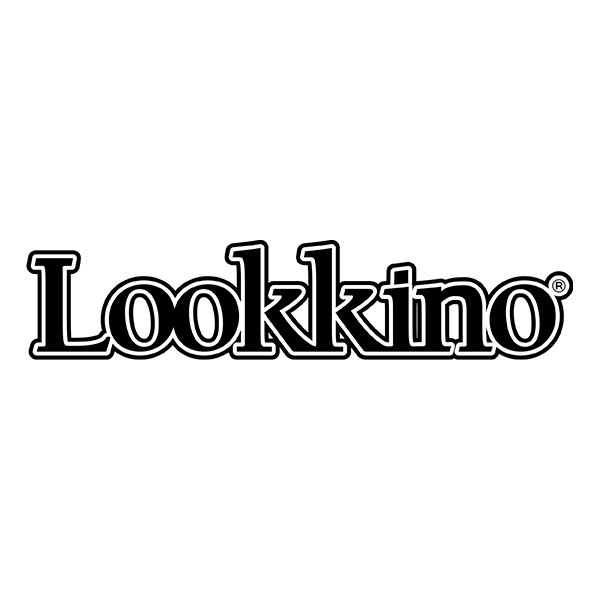 Un logo in bianco e nero per lookkino su uno sfondo bianco.
