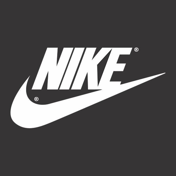 Un logo Nike bianco su sfondo nero