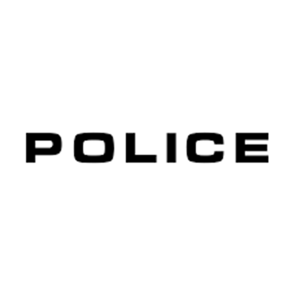 Il logo della polizia è in bianco e nero su sfondo bianco.
