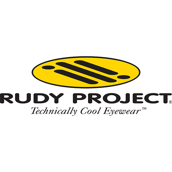 Il logo Rudy Project è giallo e nero e recita ``occhiali tecnicamente fantastici''.