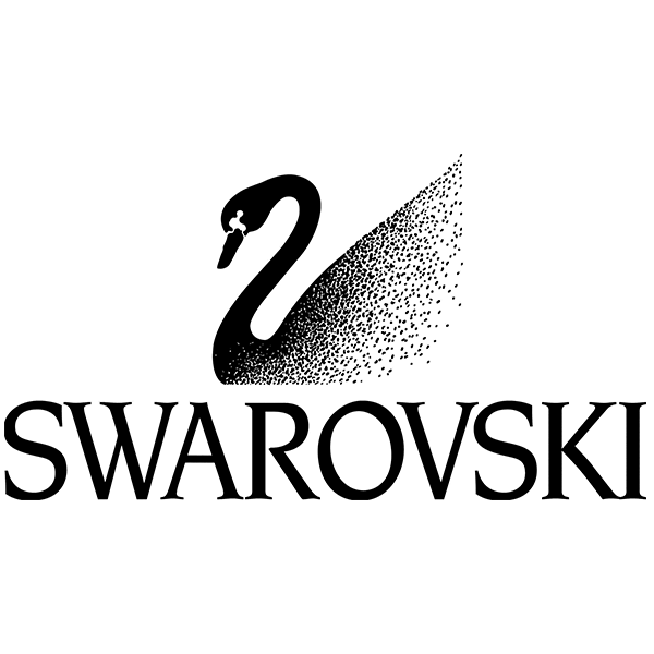 Un logo in bianco e nero per Swarovski con un cigno.