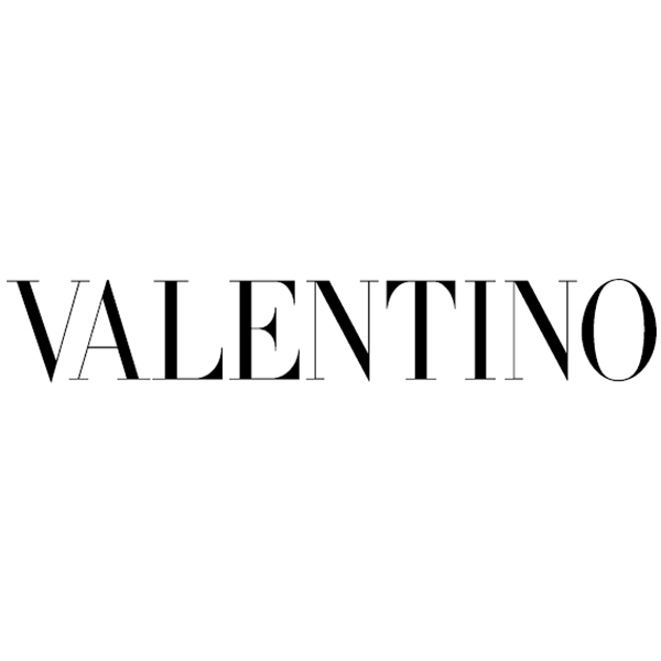 Il logo di valentino è in bianco e nero su sfondo bianco.