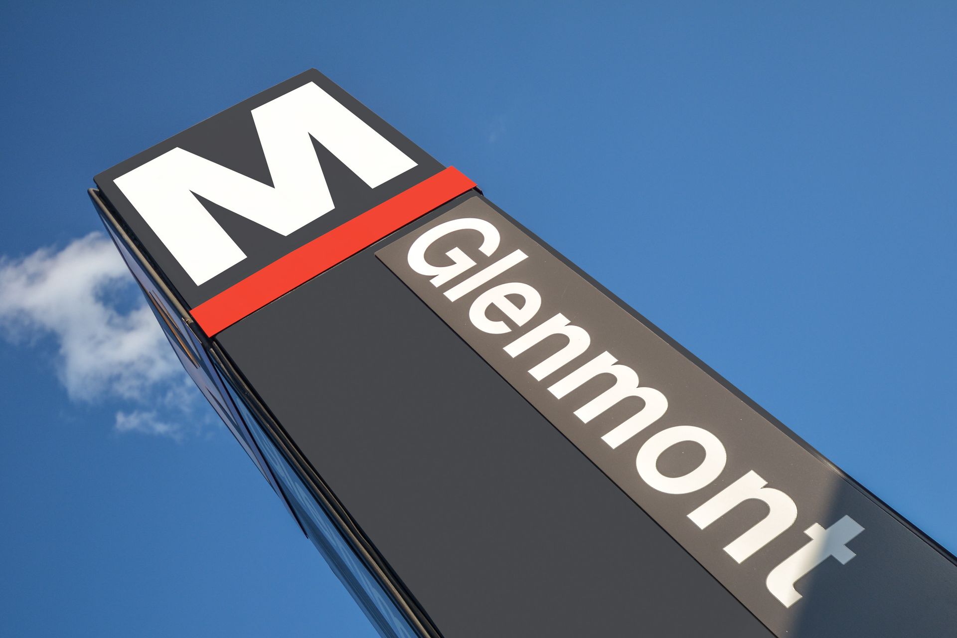 Glenmont Metro station sign, black with white 