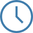 A blue clock icon in a circle on a white background.